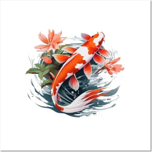 Koi Fish In A Pond Posters and Art